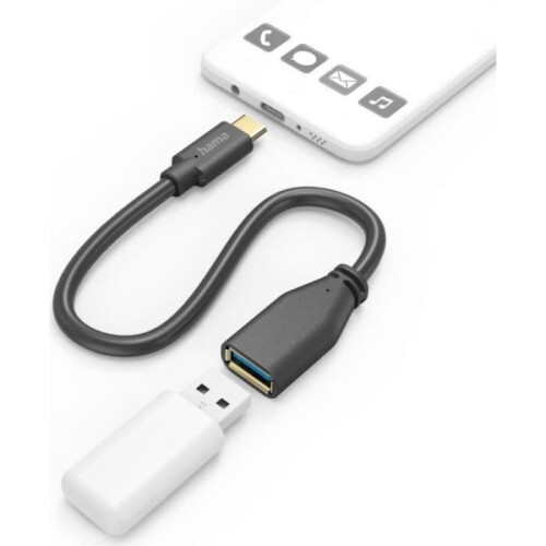 Hama USB-kabel - Hama - OTG USB-C naar USB-A adapter - 15 cm - Zwart - 5 Gbit/s