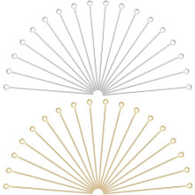 500pcs 50mm Gold/Silver Eye Pins, Brass Open Eyepins for DIY Jewelry Making – Compatible with Charms, Earrings, Bracelets