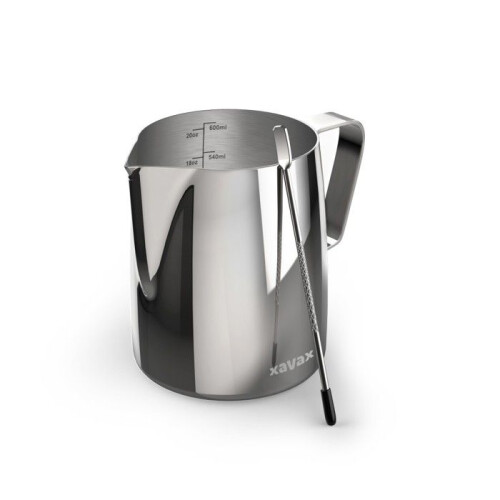 Milchkännchen Barista mit Latte Art Stift, Edelstahl, 600ml, silber