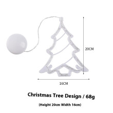 3Pcs Battery-Powered Christmas Window Lights: Warm White LED Tree Bell & Star Shapes with Suckers, Compatible with Indoor Decor