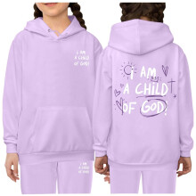 AWZXDE Kids Letter Print Hoodie And Pants Set Stylish Pullover Sweatshirt Outfit Girls Clothes For Fall Winter Light Purple,4-5 Years