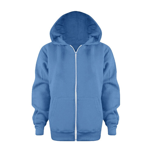 Kids Solid Color Zip-Up Hoodie Long Sleeve Comfortable