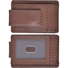 Clip RFID Front Pocket Wallet Men Leather Slim Minimalist Wallet