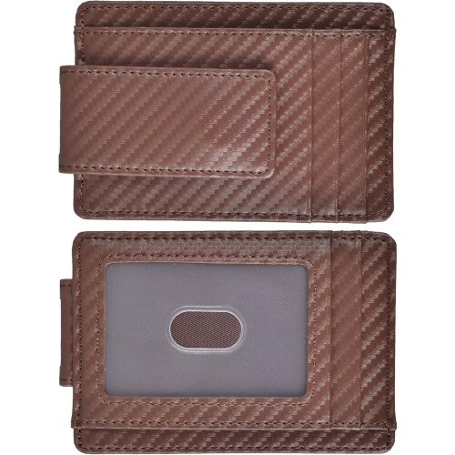 Clip RFID Front Pocket Wallet Men Leather Slim Minimalist Wallet