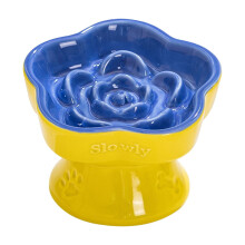 Slow Feeder Cat Bowl Ceramic Flower Design Anti-Gulping Bowl for Cats Small Dogs Size 5.8x5.8x4.1 Inches
