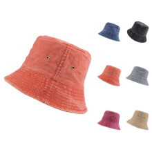 Kids Straw Bucket Hat - UPF 50+ Sun Protection, Washed Denim, Adjustable & Lightweight, Compatible with Kids