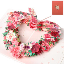 3D Pop-up Flower Greeting Card with Hollow Heart Sculpture – Compatible with Valentine's, Mother's Day & Anniversaries