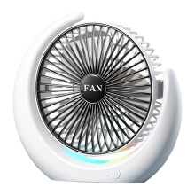 USB Charging Fan, Portable Mini Desk Fan, Quiet Adjustable Airflow, Built-In Light, Compatible with USB Power Banks – for Dorms, Camping, Desktop