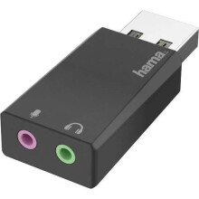 USB-adapter - Hama - 200323 - 1 x USB 2.0 - 2 x miniJack 3.5 mm - Zwarte kleur