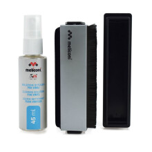 Meliconi - Kit de limpeza de vinil - Escova dupla face de veludo e fibra de carbono + solução de limpeza 45ml