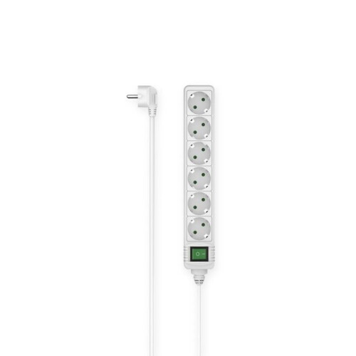 Hama Verlengsnoer, 6 aansluitingen, met schakelaar, 1,4 m, wit