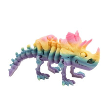 1PC Multi Rainbow 10.5CM 3D Printing Skeleton Triceratops Jointed Artificial Figurine Trendy Stress Relief Ornament