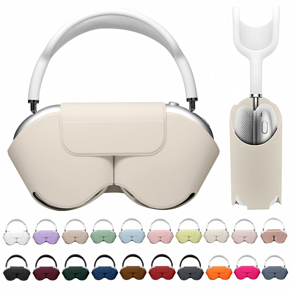 Compatible With Airpods Max Smart Case Â Soft Pu Leather Protective Cover With Sleep Mode & Anti-Dust Travel Carry Case, Beige 9496895234230