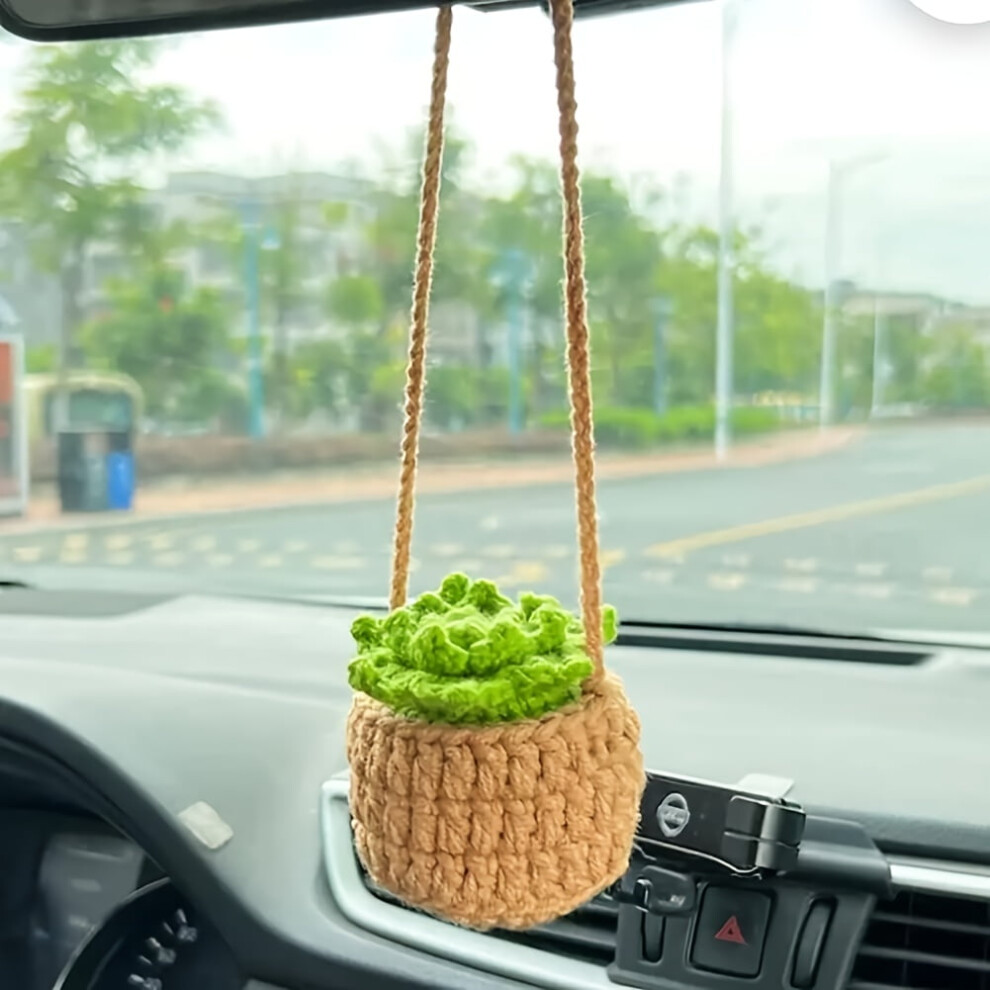 Handmade Strawberry Car Rearview Mirror Ornament Â Strawberries & Leaves, No Drilling, Adjustable Cord, Compatible With All Cars Red/Green 9496895234704