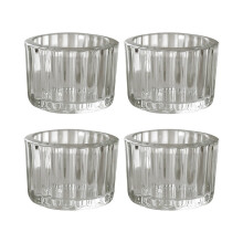 A Set Of 4 Thickened Striped Glass Tea Light Candle Holders For Romantic Ambiance And Holiday Table Decor
