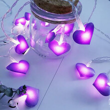 Warm White LED Heart String Lights for Room Decor, Flexible Copper Wire with Battery Box, Indoor and Outdoor Party Wedding Christmas Decoration