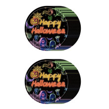 24-Pc Halloween Party Decor Set: Ghosts, Spiders, Pumpkins—Disposable Plates (7"/9"), Cups, Napkins—Home & School Use