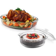 Baker's Basics 2 Piece Casserole Dish with Lid - Elegant Glass Casserole Dishes for Oven - Versatile Baking Dishes to Store Leftovers and More