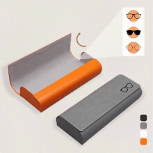 Hard Leather Glasses Case 15.5x6x3cm, Magnetic Closure, Pressure-Resistant Eyewear Storage for Myopia/Sunglasses/Reading Glasses