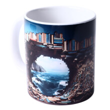 Tasse en céramique avec motif bibliothèque en 3D, 8,2x9,5 cm, résistante à la chaleur, tasse multifonctionnelle