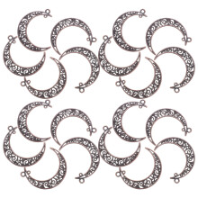 50 pendentifs en forme de croissant de lune creux en cuivre rouge vintage, breloques pour la création de bijoux