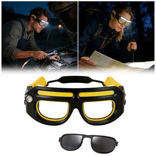 Επαναφορτιζόμενα γυαλιά LED με αισθητήρα κίνησης και έλεγχο αφής, 5 λειτουργίες,