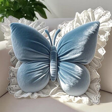 Coussin papillon avec bordure en dentelle, coussin décoratif en forme de papillon, coussin moelleux et doux pour la chambre, le salon, le canapé.
