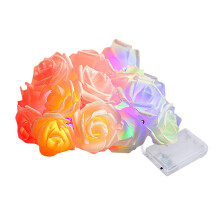 2M 20 LED Rose String Lights, Battery Operated Flashing Flower Fairy Lights, Flexible Copper Wire Indoor Outdoor Romantic Decoration for Valentine