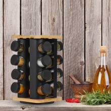 Étagère à épices rotative avec 16 pots - Acier inoxydable