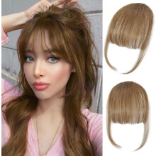 Flequillo de cabello humano con clip n. 6, extensiones de flequillo con clip, peluca con flequillo y patillas, flequillo curvo, ideal para uso
