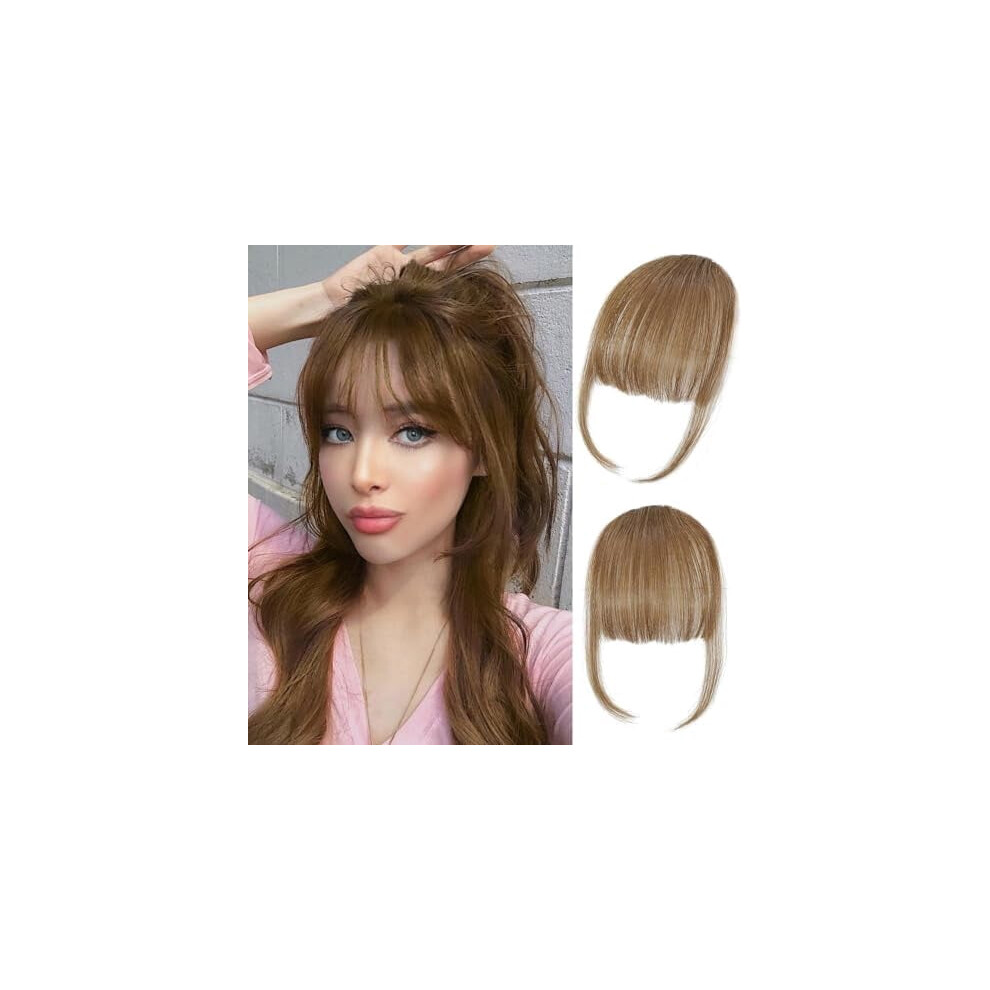 Unisex Human Hair Bangs Clip 6# Clip-In Bangs Extensions Bangs Wig With Sideburns Curved Bangs Suitable For Daily Wear