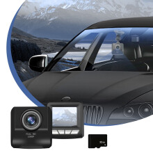 Cámara de salpicadero 720P con pantalla de 3", tarjeta de 32 GB incluida, grabación en bucle – Compatible con todos los coches