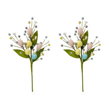 2 stk. påskeegg, bær og kunstige blomster, simulerte grener til hjemmedekorasjoner, påskedekorasjoner til vase, 15,75 tommer