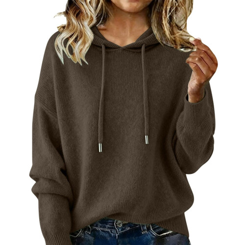 Damen-Langarmpullover mit Kapuze für Herbst und Winter