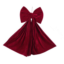 Fiocco di Natale grande in velluto, decorazione rossa per puntale dell'albero, materiale in velluto per finestre di casa e uso interno ed esterno