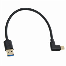 Cabo de carregamento USB 3.0 para Tipo C com ângulo de 90 graus, carregamento rápido de 60 W e transferência de dados de 10 Gbps, com acabamento