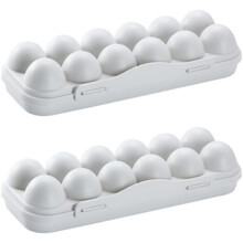 2 soportes para huevos de nevera, recipiente para 12 huevos con tapa, asa y clip de cierre, apilables, libres de BPA.