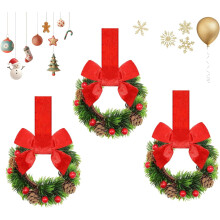 Conjunto de 3 Mini Guirlandas de Natal de 15 cm para Armários, Portas e Janelas – Guirlanda Artificial com Frutos Vermelhos e Laços, Decoração