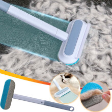 Bidirectional Pet Cleaning Brush with Adjustable Handle for Furniture Carpet and Car Upholstery Hair Removal