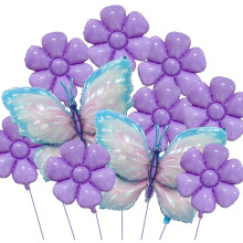 Ballons papillons violets dégradés en aluminium – Décoration pour anniversaires, mariages et fêtes sur le thème des fleurs, compatibles avec