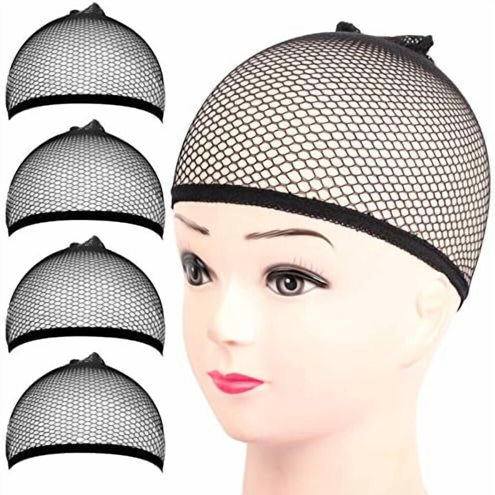 Unisex Black Wig Cap, 4 Count Mesh Wig Cap Net, Closed End Hair Mesh Net Wig Caps, Liner Weaving Caps For Women, Men,