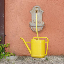 Wall Fountain with Tap, Gold and Grey Cast Iron