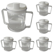 Anti-Overflow Cup 2-Handle Plastic Mug Lightweight Drinking Cup with Easy-to-Grasp Handles for Hot & Cold Beverages, Spill-Resistant Adult Cup