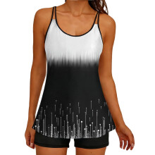 Dam Plus Size Tankini Baddräkt Tvådelad Böljande Badtopp