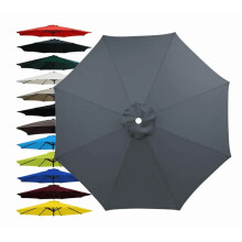 Toile de rechange grise pour parasol de terrasse de 2,74 m (9 pi) à 6 baleines, idéale pour les marchés et les jardins.