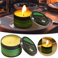 Lemongrass Scented Candles Set of 4 | Natural Soy Wax in Tin Cans | Long Burn | Odor Eliminating | Indoor/Outdoor Use | Eco-Friendly Packaging