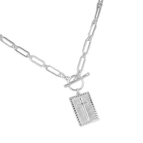 Collar con dije religioso de metal, 1 pieza