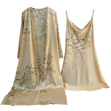 Satin-Nachthemd mit Print und passendem Morgenmantel, 2-teiliges Nachtwäsche-Set, Kimono