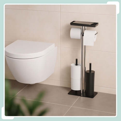 Edelstahl-Toilettenset mit Ablage und Halterung