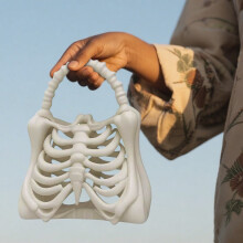 Bolso de esqueleto de Halloween impreso en 3D, bolso gótico de esqueleto de Halloween, bolso de mano espeluznante con forma de caja torácica,